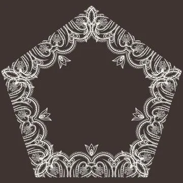 Intricate floral frame pentagonal Stock Illustration