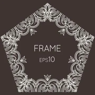 Intricate floral vector frame pentagonal Stock Illustration