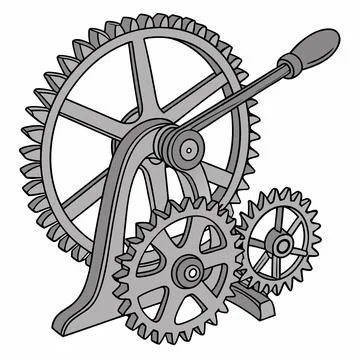 Intricate Gears and Levers Vector: Detailed Mechanical Designs for Engineer.. Illustrazione stock