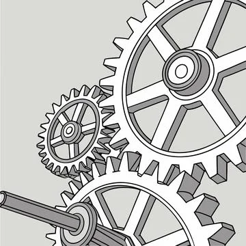 Intricate Gears and Levers Vector: Detailed Mechanical Designs for Engineer.. Stock-Illustration