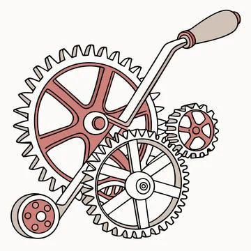 Intricate Gears and Levers Vector: Detailed Mechanical Designs for Engineer.. Stock Illustration