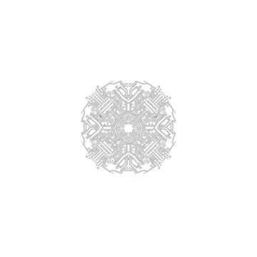 Intricate geometric abstract circle pattern snowflake mandala design element Illustrazione stock