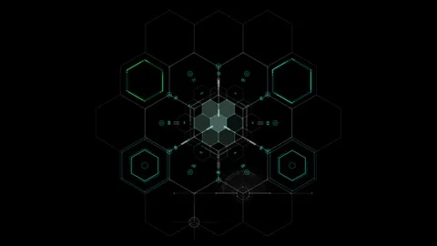 Intricate Geometric Design Featuring Hexagons and Glowing Lines on a Dark B.. Video stock 341917917