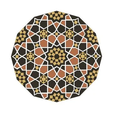 Intricate geometric islamic mandala pattern with earthy tones and white accents イラスト素材