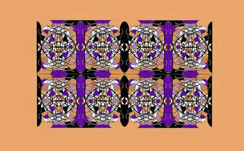 Intricate Geometric Mandala Pattern Illustration on Orange Background Stock Photos