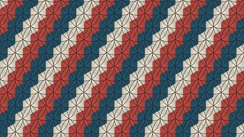 Intricate geometric pattern with diagonal stripes and symbols Stock Illustration