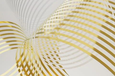 Intricate geometric pattern - reflective gold waves in a fluid motion as abst Stock Illustration