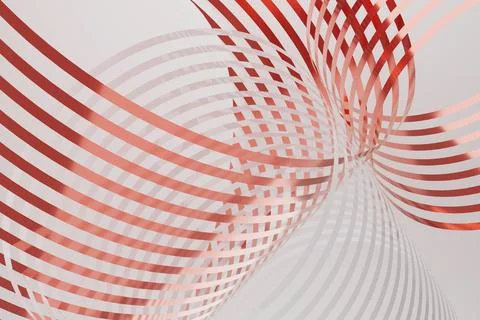 Intricate geometric pattern - reflective metallic red waves in a fluid motion Stock Illustration
