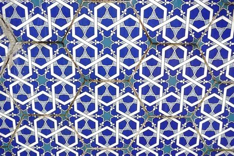 Intricate geometric tiling pattern Stockfoto's