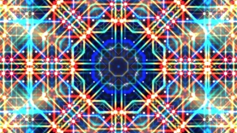 Intricate Glowing Bright Neon Rays Kaleidoscope Motion Background Loop 1 Video stock 77870216