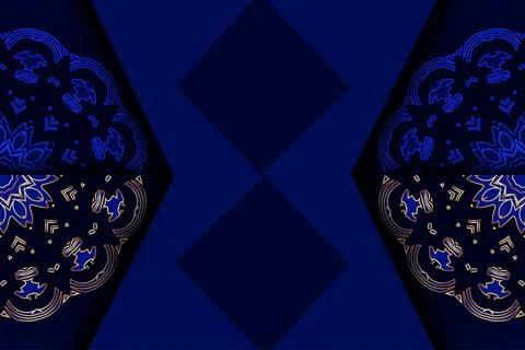 Intricate Gold Mandala Pattern In Elegant Navy Blue Decorative Style Ilustração Stock