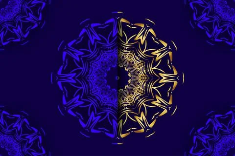 Intricate Gold Mandala Pattern In Elegant Navy Blue Decorative Style Stockillustratie