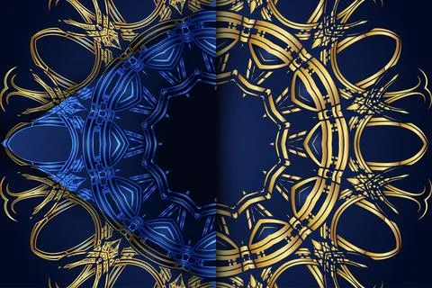 Intricate Gold Mandala Pattern In Elegant Navy Blue Decorative Style Stockillustratie