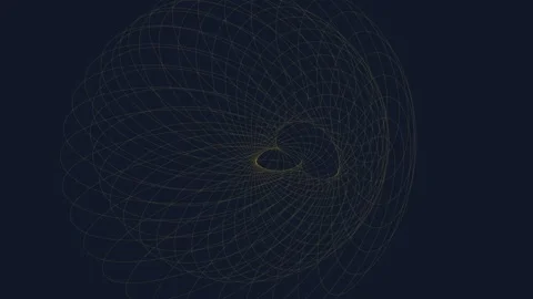 Intricate golden geometric wireframe sphere on a dark navy background 库存影片 335149974