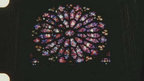Intricate Gothic Window Patterns Against Darkness Stock Footage 319978781