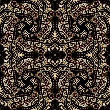 Intricate greek vector seamless pattern. Ornamental floral backg Stock Illustration