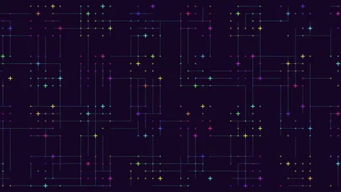 Intricate grid of colored lines on a dark background Stock Footage 263543186