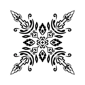 Intricate hand drawn vector tile pattern featuring ornate floral designs and Illustrazione stock