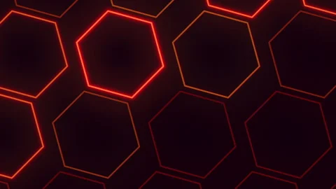 Intricate hexagonal red and black pattern with glowing effect Stock Footage 322798363