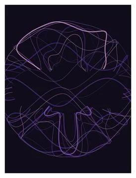 Intricate interwoven lines forming a circular abstract shape in purple. Stock Illustration