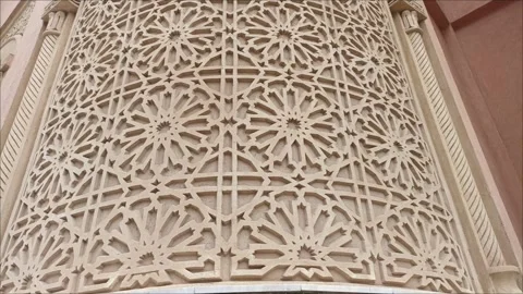 Intricate Islamic Geometric Pattern Carved in Stone Stock Footage 334033254