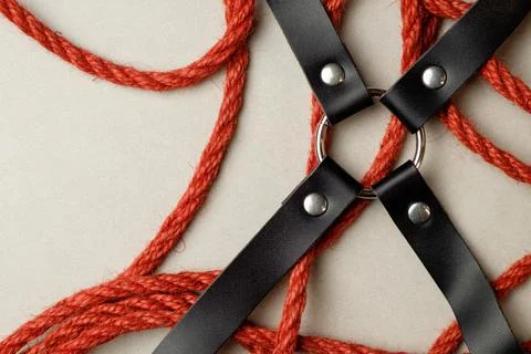 Intricate jute rope patterns highlight traditional Japanese bondage art Stock Photos