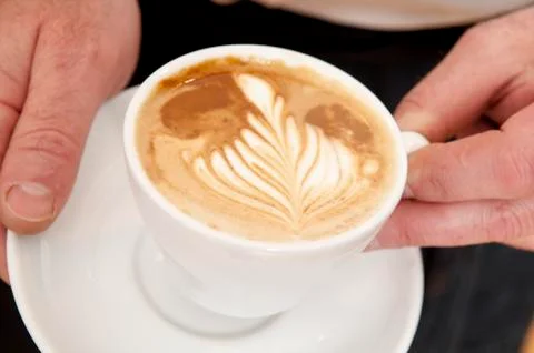 Intricate Leaf Pattern Latte Art Stock Photos