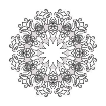 Intricate Linework Mandala Circle Sketch BW Art Stock Illustration