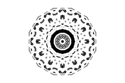 Intricate Linework Mandala Circle Sketch BW Art Stock Illustration