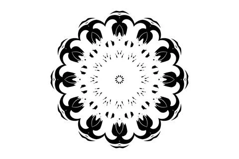 Intricate Linework Mandala Circle Sketch BW Art Stock Illustration