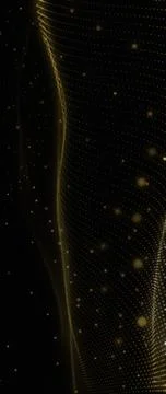 Intricate Luminous Plexus Network of Interconnected Golden Particles and Gl.. Ilustración de archivo