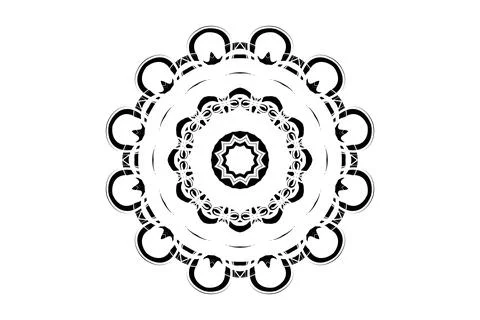 Intricate Mandala Circular Pattern Illustration BW Stock Illustration