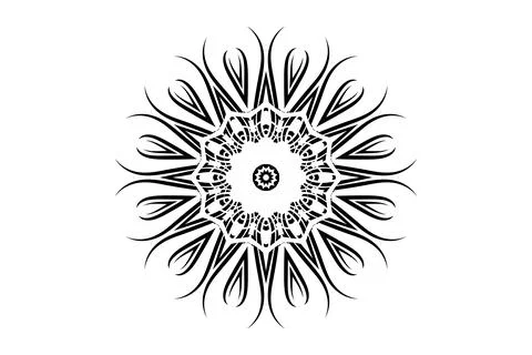 Intricate Mandala Circular Pattern Illustration BW Stock Illustration