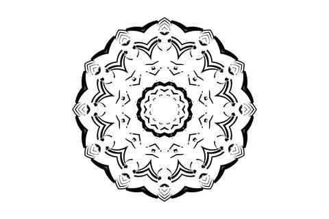 Intricate Mandala Circular Pattern Illustration BW Stock Illustration