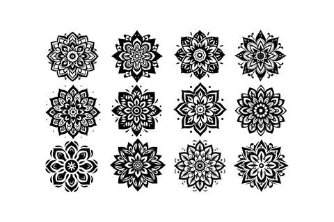 Intricate Mandala Pattern Collection. Vector icon. Illustrazione stock
