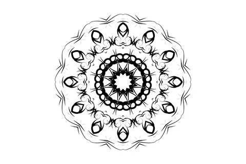 Intricate Mandala Pattern with Star Center and Circles Stock Illustration