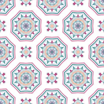 Intricate Mandala Pattern Tile Background Stock Illustration
