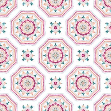 Intricate Mandala Pattern Tile Background Stock Illustration