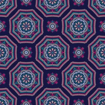 Intricate Mandala Pattern Tile Background Illustrazione stock