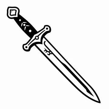 Intricate Medieval Dagger Vector Illustration, Ornate Steel Blade with Deco.. 库存插图