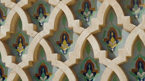 Intricate Moroccan Tile Work: A Close-Up of Geometric Patterns and Floral Motifs Stock Footage 311928893