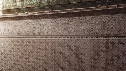 Intricate Moroccan Wall Patterns and Zellige Tile Details Close Up Stock Footage 334357350