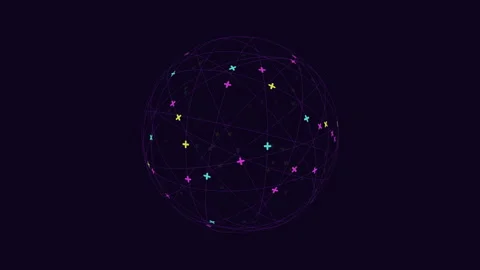 Intricate network dark image with circular pattern of lines and dots Stock Footage 263537470