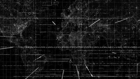 Intricate Network of Digital Lines and Patterns in High Contrast Grayscale .. Stock-Footage 341922268