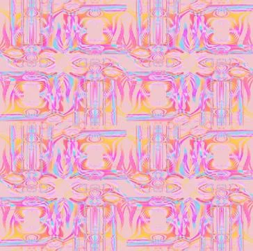 Intricate ornamental pattern pink violet orange yellow light blue Stock Illustration