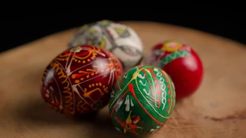 Intricate painted Easter Eggs rotating Stock Footage 283680805