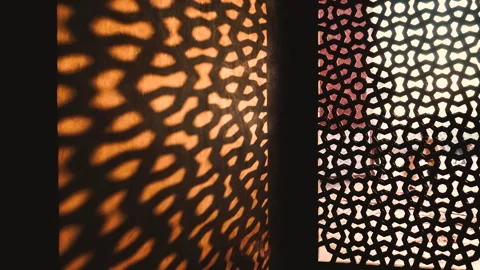 The intricate patterns and architectural details illuminated light, Humayun Tomb Stock Footage 261556147