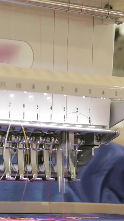 Intricate Patterns Emerge From Advanced Embroidery Technology Stock Footage 344617908