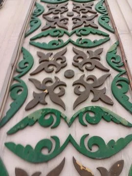 Intricate patterns. Umar Ibn Al-Khattab Mosque in Almaty,  Kazakhstan. Stock Photos