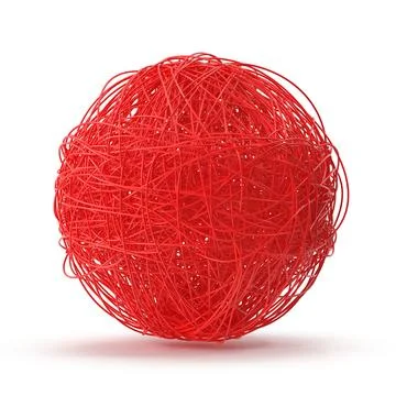 Intricate Red Wire Ball - 3d Render Illustrazione stock